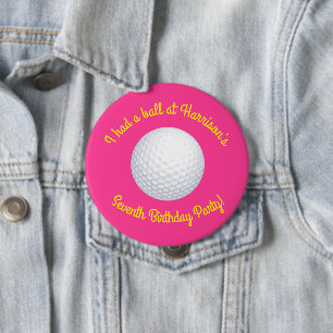 Badge Rond 10 Cm Mini Golf Ball Anniversaire Fête Rose