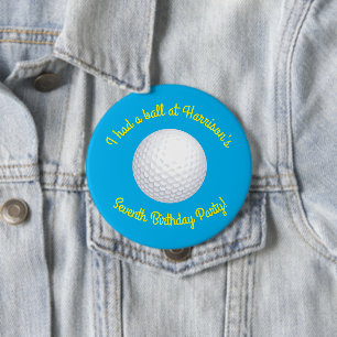 Badge Rond 10 Cm Mini Golf Balls Anniversaire Fête Enfants Bleu