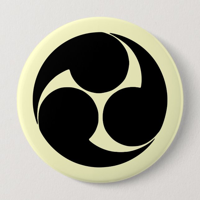 Badge Rond 10 Cm Mitsudomoe de Hidari, Japon (Devant)