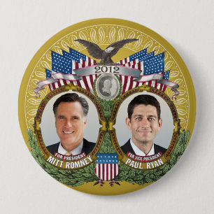 Badge Rond 10 Cm Mitt Romney Paul Ryan Photo