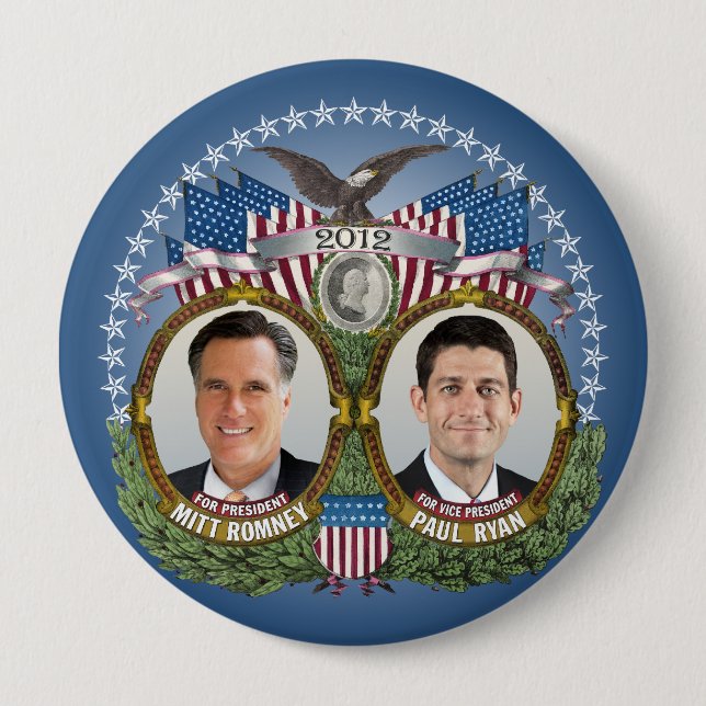 Badge Rond 10 Cm Mitt Romney Paul Ryan Photo (Devant)