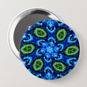 Badge Rond 10 Cm Modèle Floral bleu Abstrait