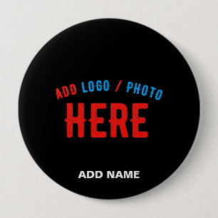 BADGE ROND 10 CM MODERNE ET MODERNE PERSONNALISABLE NOIR VÉRIFIÉ