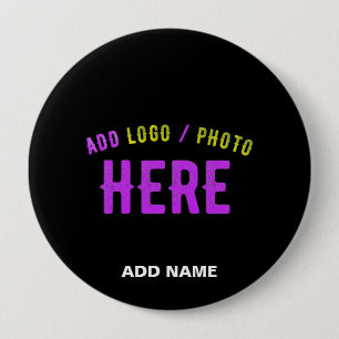 BADGE ROND 10 CM MODERNE ET MODERNE PERSONNALISABLE NOIR VÉRIFIÉ
