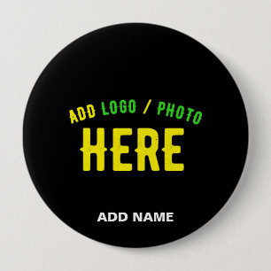 BADGE ROND 10 CM MODERNE ET MODERNE PERSONNALISABLE NOIR VÉRIFIÉ
