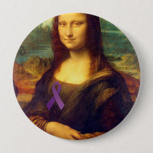 Badge Rond 10 Cm Mona Lisa Au Ruban Violet