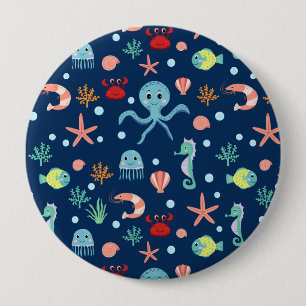 Badge Rond 10 Cm Monde marin