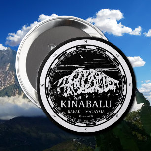 Badge Rond 10 Cm Mont Kinabalu - Ranau Malaisie Sabah Illustration