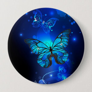 Badge Rond 10 Cm Morpho Butterfly in the Dark Background