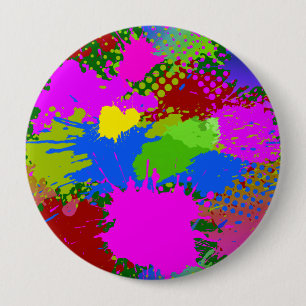 Badge Rond 10 Cm Motif de projection de peinture 3