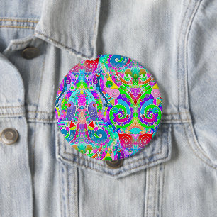Badge Rond 10 Cm Motif Peint À La Main Et Numériquement Art 22
