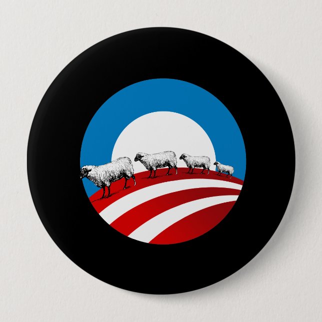Badge Rond 10 Cm Moutons d'Obama (Devant)