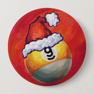 Badge Rond 10 Cm Neuf boule à Santa Hat sur Rouge