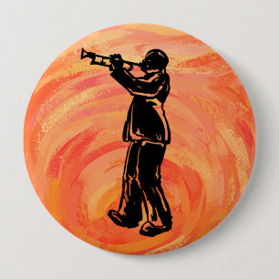Badge Rond 10 Cm New York Boogie Nights Trumpet Orange