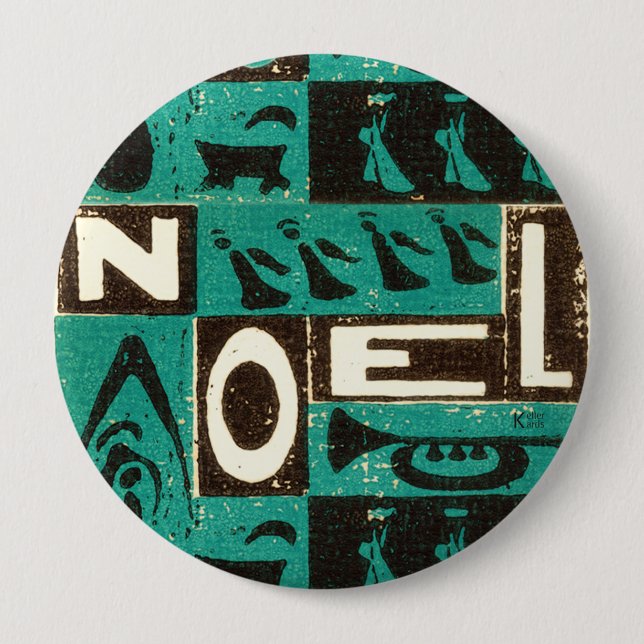 Badge Rond 10 Cm Noel Green (Devant)