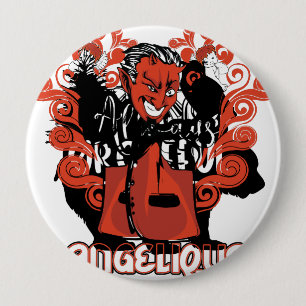 Badge Rond 10 Cm noir angélique