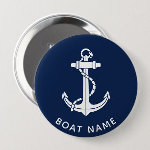 Badge Rond 10 Cm Nom de bateau Ancre Naudique Personnalisé