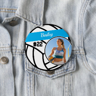 Badge Rond 10 Cm Nom du joueur de volley Étiquette Numéro de maillo