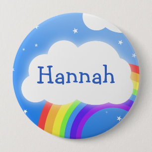 Badge Rond 10 Cm Nom fait sur commande de nuage d'arc-en-ciel -