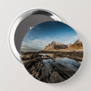 Badge Rond 10 Cm Norvège Lofoten Paysage Photo