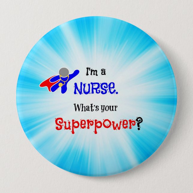 Badge Rond 10 Cm Nurse Superhero (Devant)