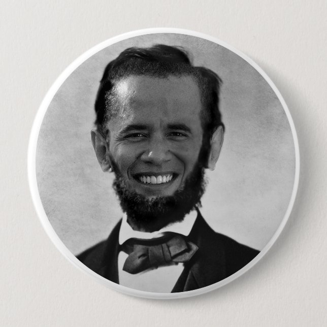 BADGE ROND 10 CM OBAMA LINCOLN (Devant)