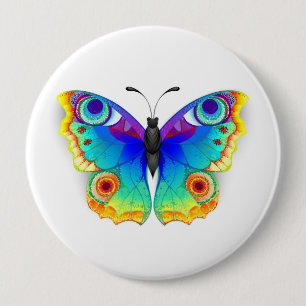 Badge Rond 10 Cm Oeil de paon arc-en-ciel