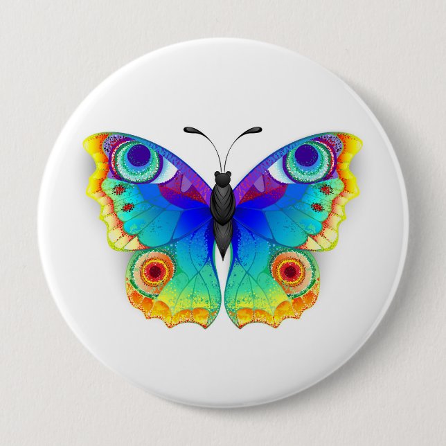 Badge Rond 10 Cm Oeil de paon arc-en-ciel (Devant)