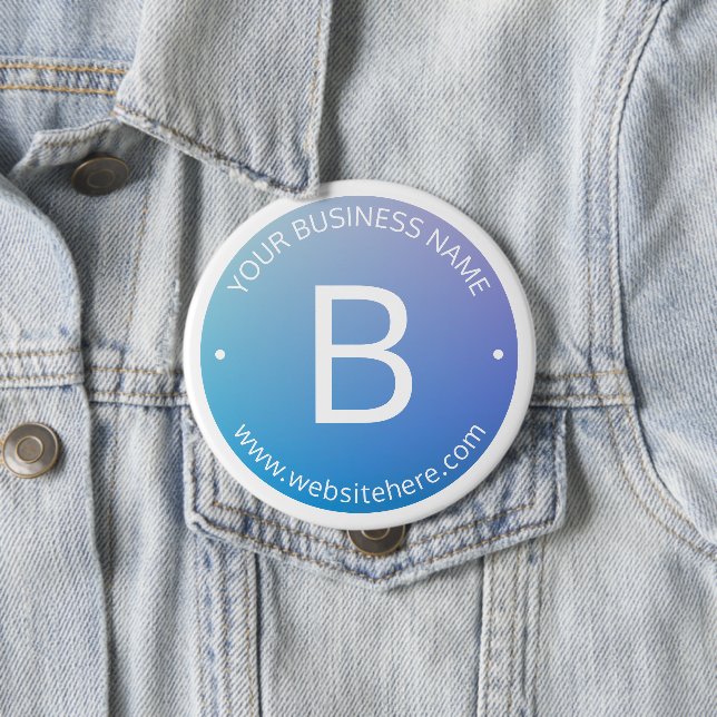 Badge Rond 10 Cm Ombre de fond bleu et violet avec texte modifiable (En situation)