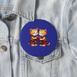 Badge Rond 10 Cm Orange Kitties Reading Burns Night