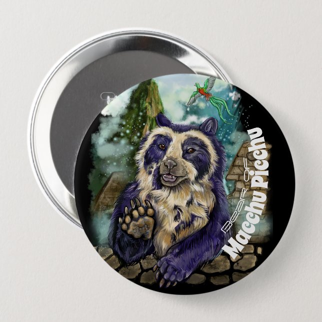 Badge Rond 10 Cm Ours Spectaculaire (Devant & derrière)