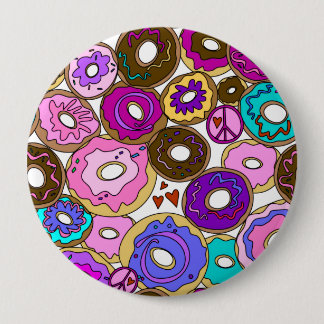 Badge Rond 10 Cm Paix Amour et Donuts