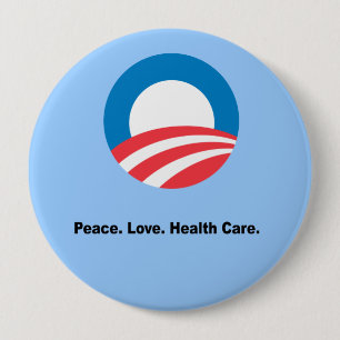Badge Rond 10 Cm Paix. Amour. Soins de santé