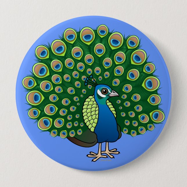 Badge Rond 10 Cm Paon indien (Devant)