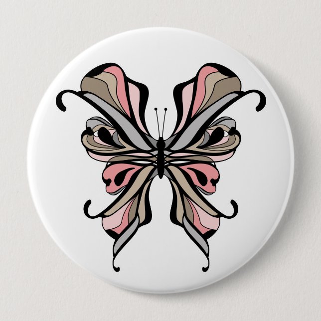 Badge Rond 10 Cm Papillon (Devant)