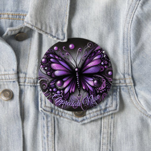 Badge Rond 10 Cm Papillon gothique fantaisiste violet personnalisé