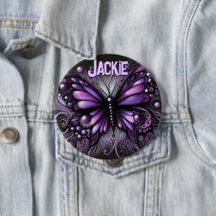 Badge Rond 10 Cm Papillon gothique fantaisiste violet personnalisé