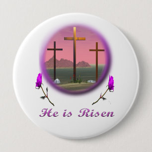Badge Rond 10 Cm Pâques Christ ressuscité