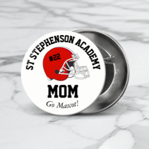 Badge Rond 10 Cm Parent Pride Senior Night Football Casque Rouge