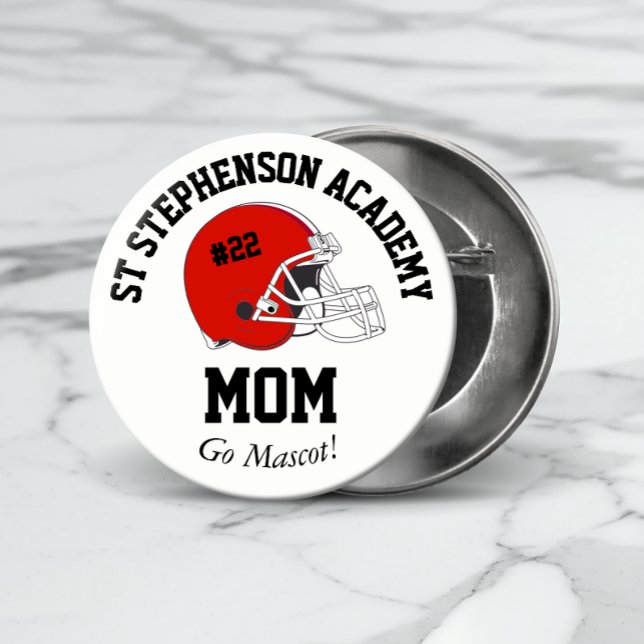 Badge Rond 10 Cm Parent Pride Senior Night Football Casque Rouge (Créateur téléchargé)