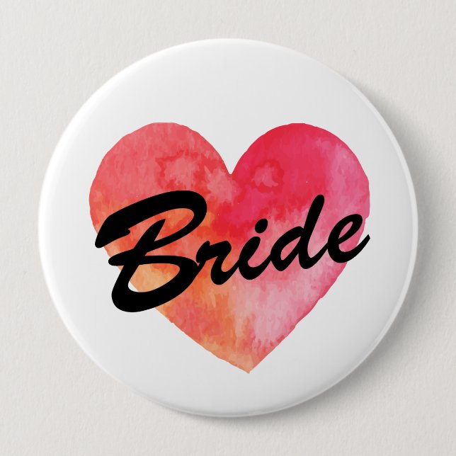 Badge Rond 10 Cm Partie de Bachelorette de coeur d'aquarelle de (Devant)
