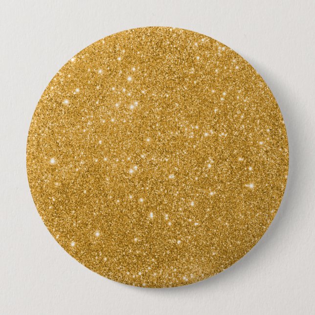 Badge Rond 10 Cm Parties scintillant d'or luxe (Devant)