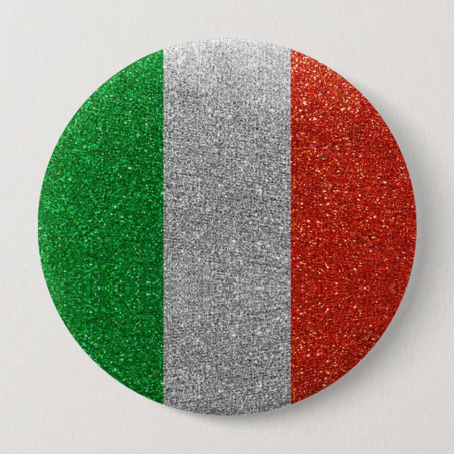 Badge Rond 10 Cm Parties scintillant Drapeau italien Italie Milan F (Devant)