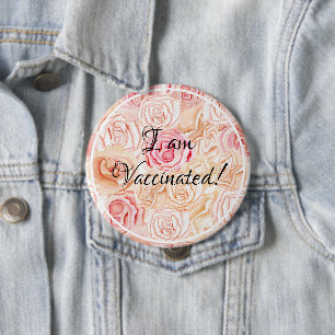 Badge Rond 10 Cm Pastel Roses I Am Vaccination