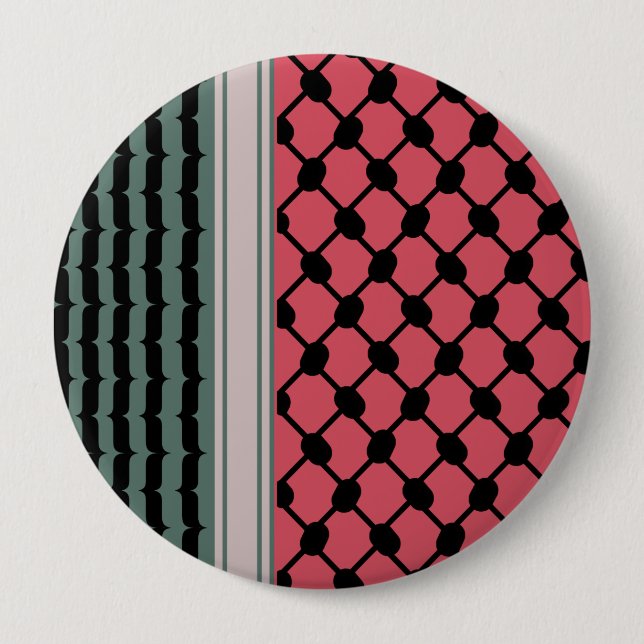 Badge Rond 10 Cm Pastèque palestinienne Hatta Keffiyeh Kufiya Folk (Devant)