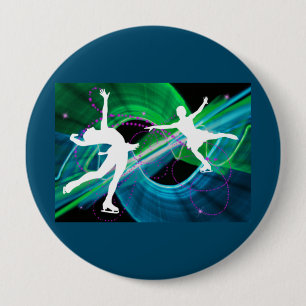 Badge Rond 10 Cm Patinage de glace stupéfié de patineurs