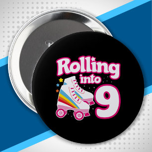 Badge Rond 10 Cm Patinage pour enfants - 9e anniversaire - Patinage