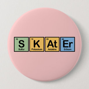 Badge Rond 10 Cm Patineur fait d'éléments