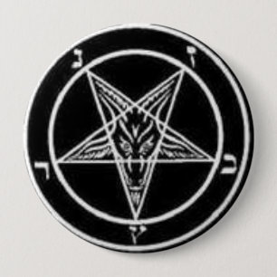 Badge Rond 10 Cm pentagone étoilé satanique