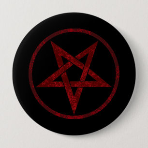 Badge Rond 10 Cm Pentagram Red Devil